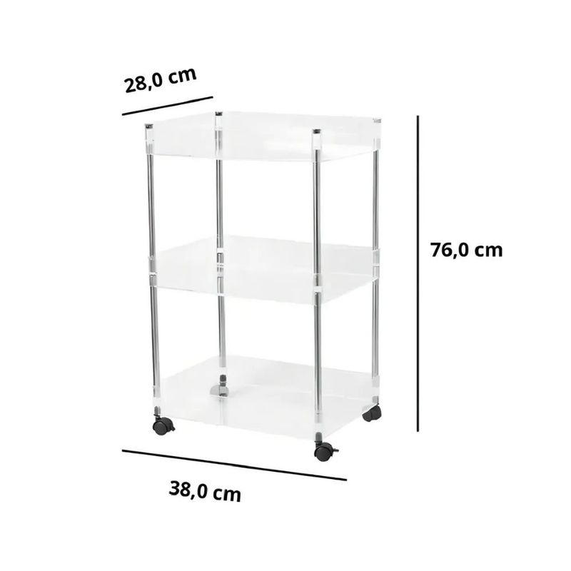organizador triplo paramount com rodízio 38x28x76cm 3601 (mp)