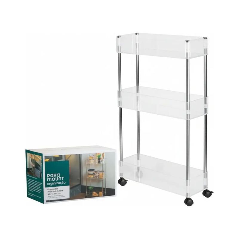organizador triplo paramount com rodízio 43x14x82cm 3727 (mp)