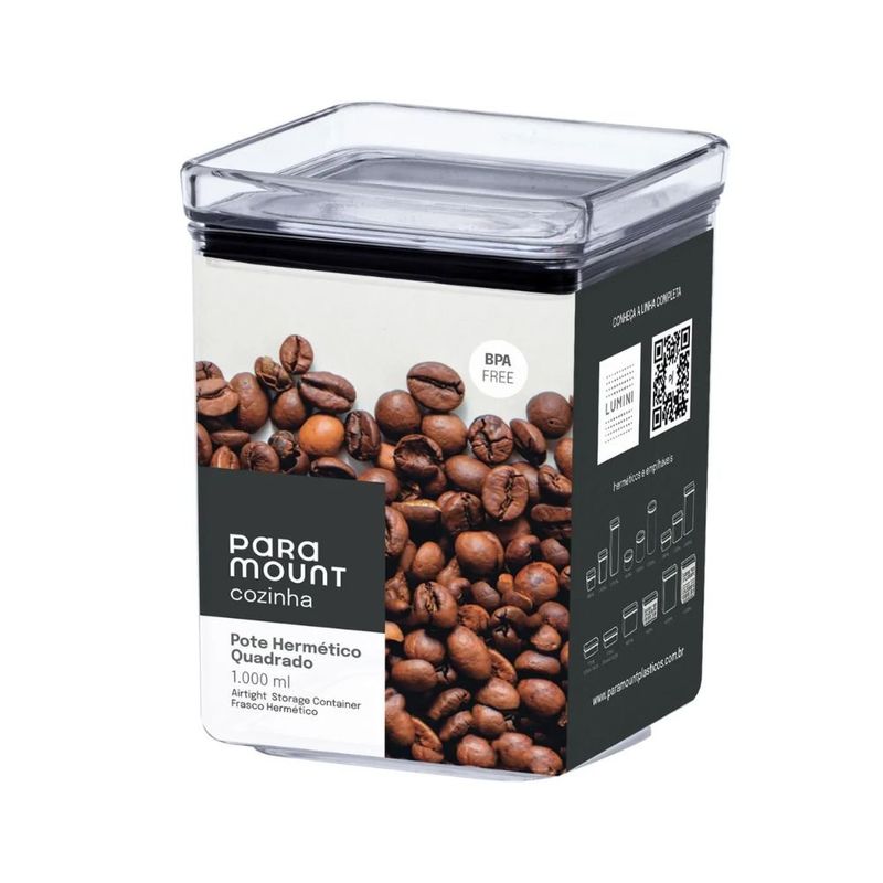 pote hermético paramount lumini quadrado 1l 1162 (mp)
