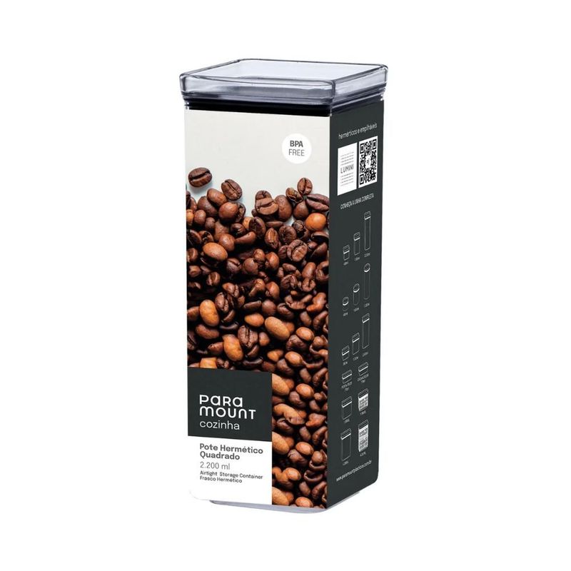 pote hermético paramount lumini quadrado 2,2l 1163 (mp)