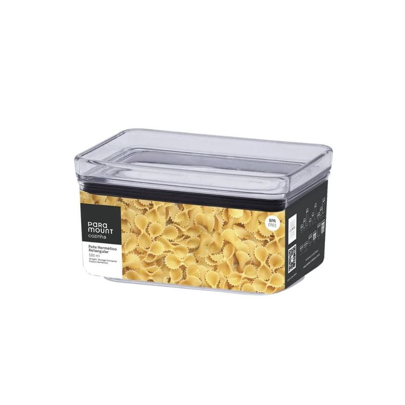 pote hermético paramount lumini retangular 580ml 1167 (mp)