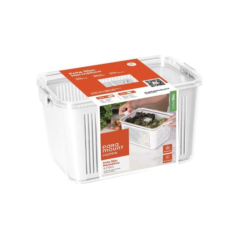 pote hermético paramount slim multiuso 4,2l branco 1787 (mp)
