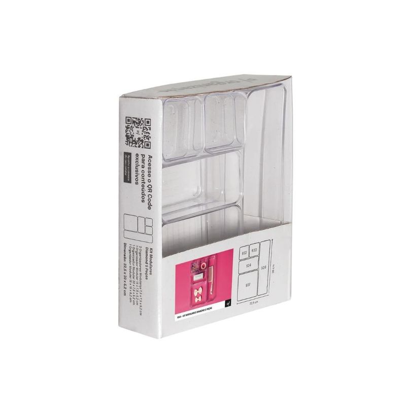 kit organizadores paramount modulares 5 peças diamond acrílico 1965 (mp)