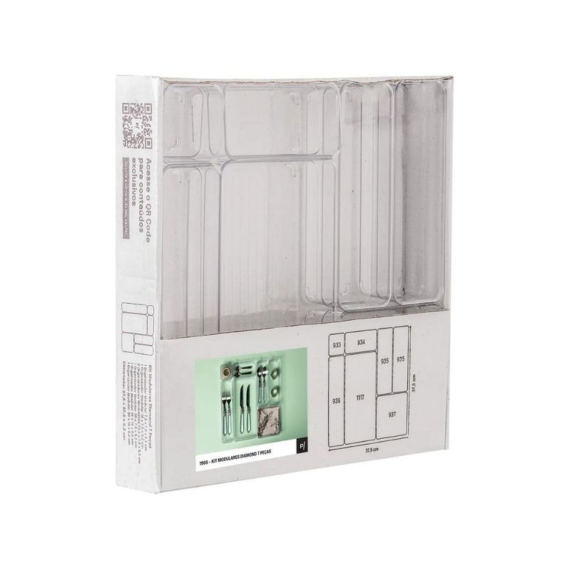 kit organizadores paramount modulares 7 peças diamond acrílico 1966 (mp)