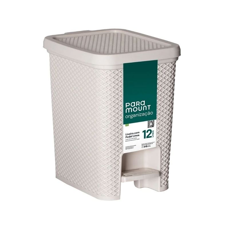 lixeira línea paramount com pedal 12l creme 2050 (mp)
