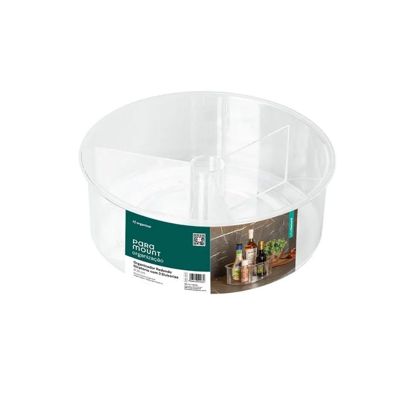 organizador redondo paramount giratório 3 divisórias 26cm 2052 (mp)