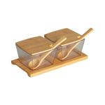 kit porta condimentos paramount 2 peças bambu quadrado 20x10cm 2655 (mp)