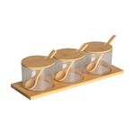 kit porta condimentos paramount 3 peças bambu quadrado 31x10cm 2657 (mp)