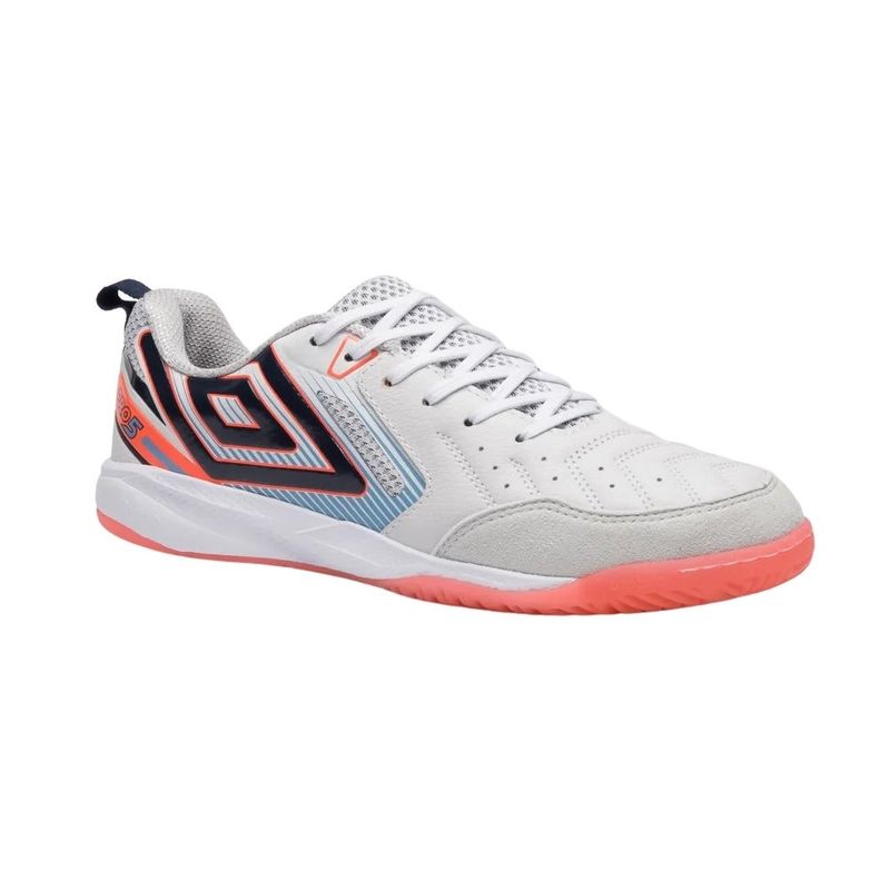 Chuteira Futsal n°42 Umbro Pro 5 Bump Branco e Azul