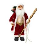 papai noel cromus em pé com cajado 60cm vermelho e branco (mp)