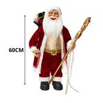 papai noel cromus em pé com cajado 60cm vermelho e branco (mp)