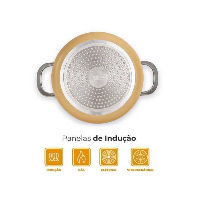 jogo de panelas 4 peças brinox indução ceramic life coast champagne (mp)