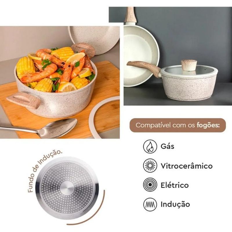 jogo de panelas 4 peças brinox indução ceramic life sirius vanilla bege (mp)