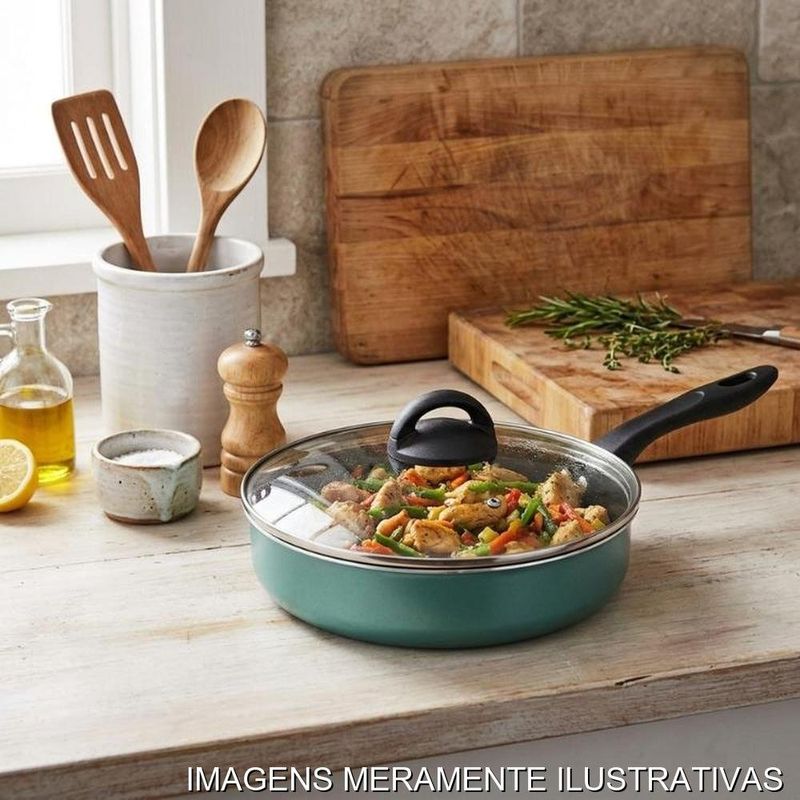 frigideira brinox com tampa chilli turquesa 28cm (mp)