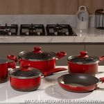 jogo de panelas 5 peças brinox ceramic life easy vermelho (mp)