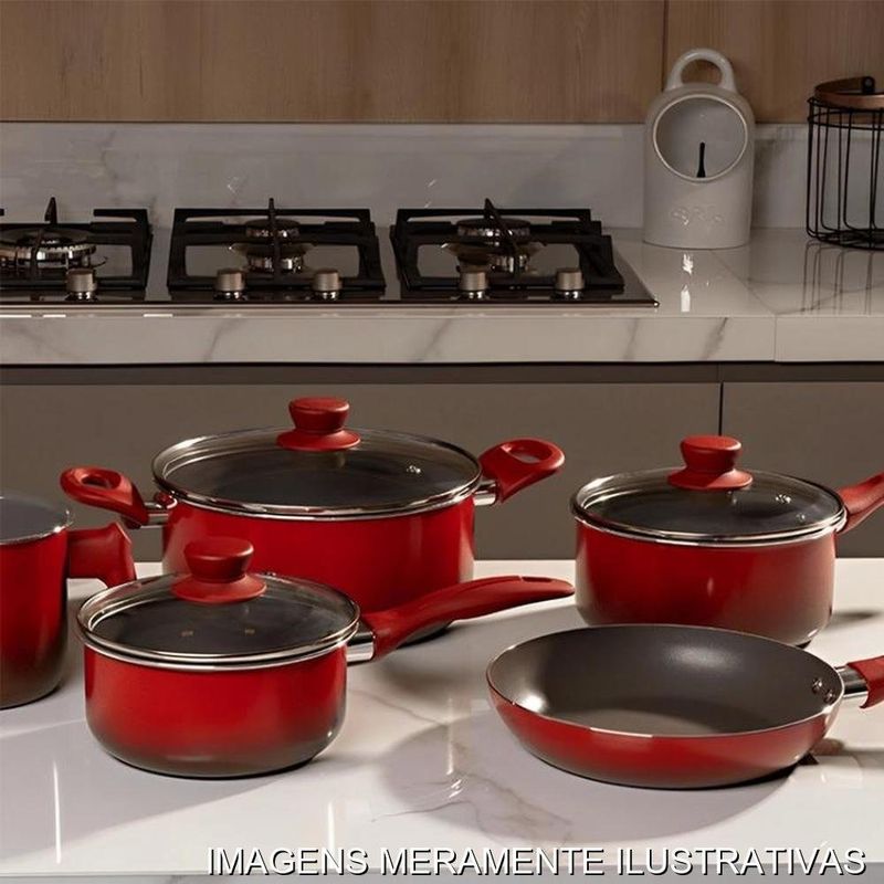 jogo de panelas 5 peças brinox ceramic life easy vermelho (mp)