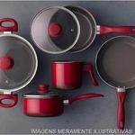 jogo de panelas 5 peças brinox ceramic life easy vermelho (mp)
