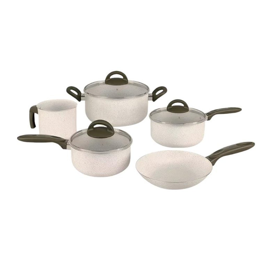 N organic Basic 4点セット Jogo De Panelas 5 Peças Brinox Ceramic Life Suprema Vanilla Bege (MP)