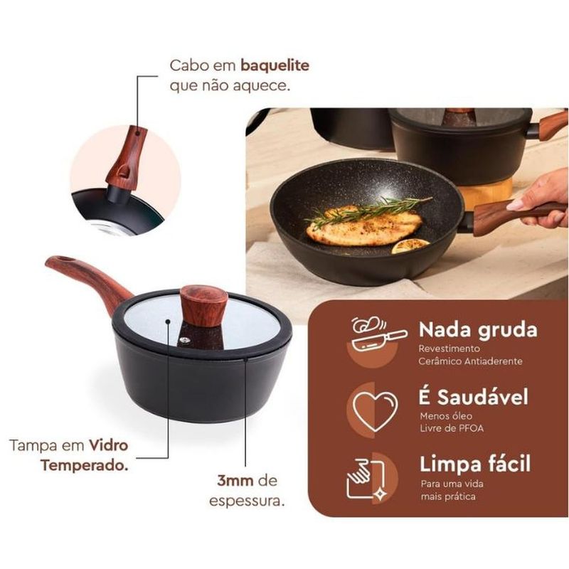 jogo de panelas 6 peças brinox indução ceramic life sirius preto (mp)