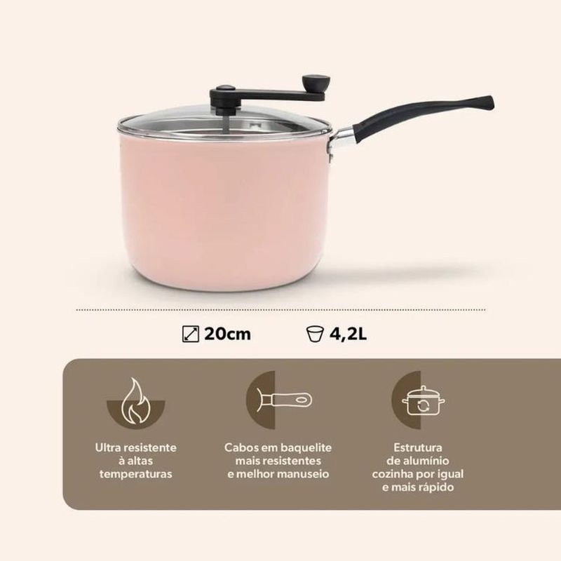 pipoqueira brinox ceramic life rainbow 20cm rosa (mp)