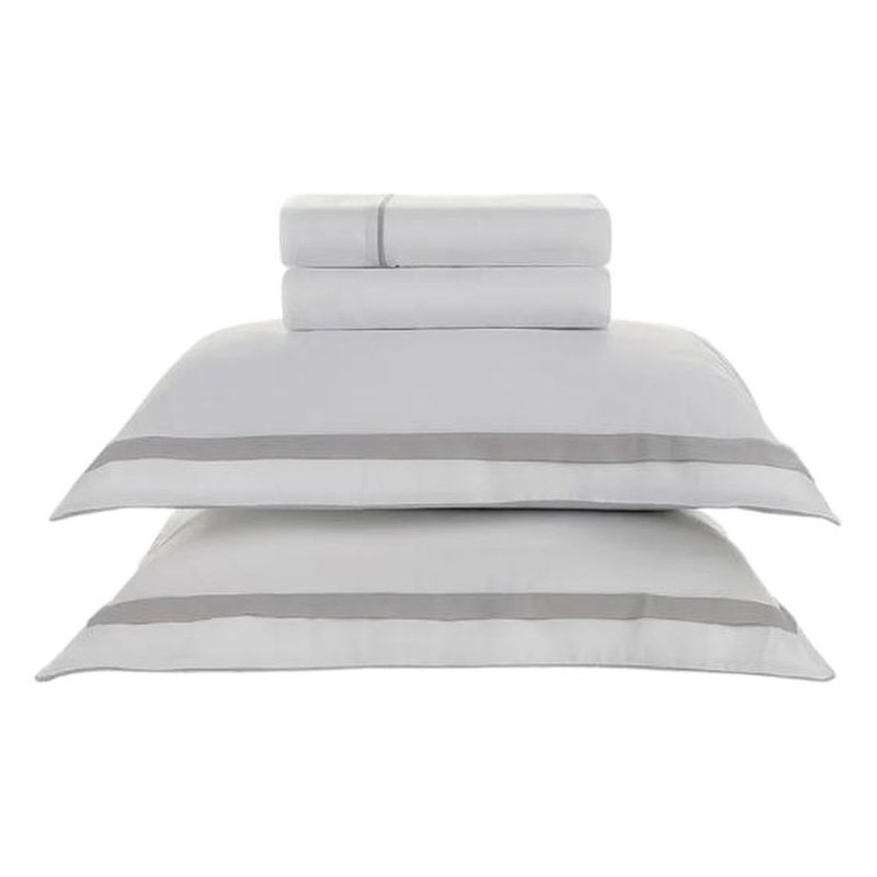 jogo de cama king 4 peças karsten lara prata branco 290x260cm (mp)