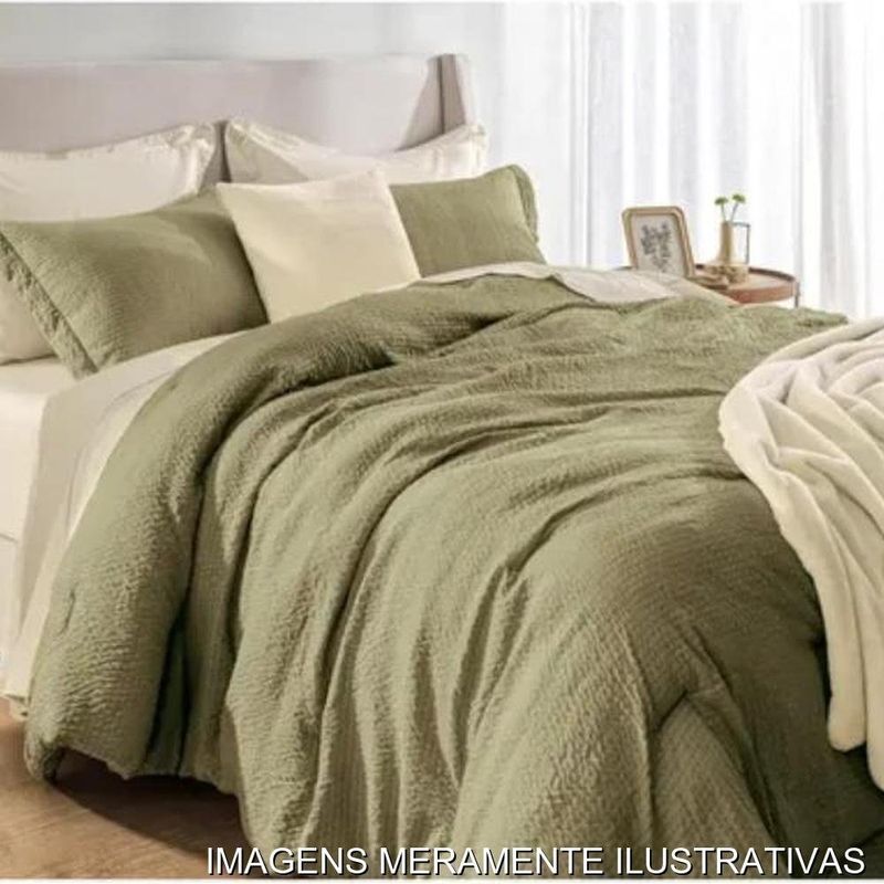 jogo de cama king 3 peças karsten baumann oliva 290x260cm (mp)
