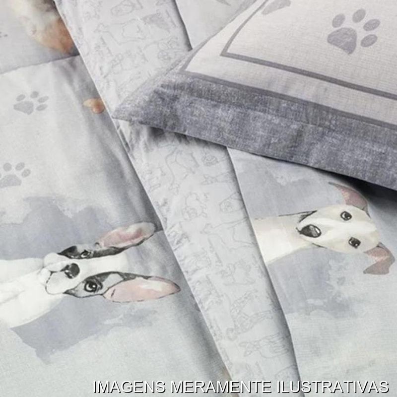 jogo de cama casal 4 peças karsten dog azul 220x250cm (mp)