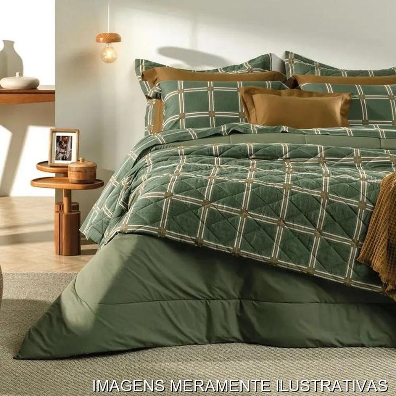 jogo de cama king 3 peças karsten bernardo verde 290x260cm (mp)