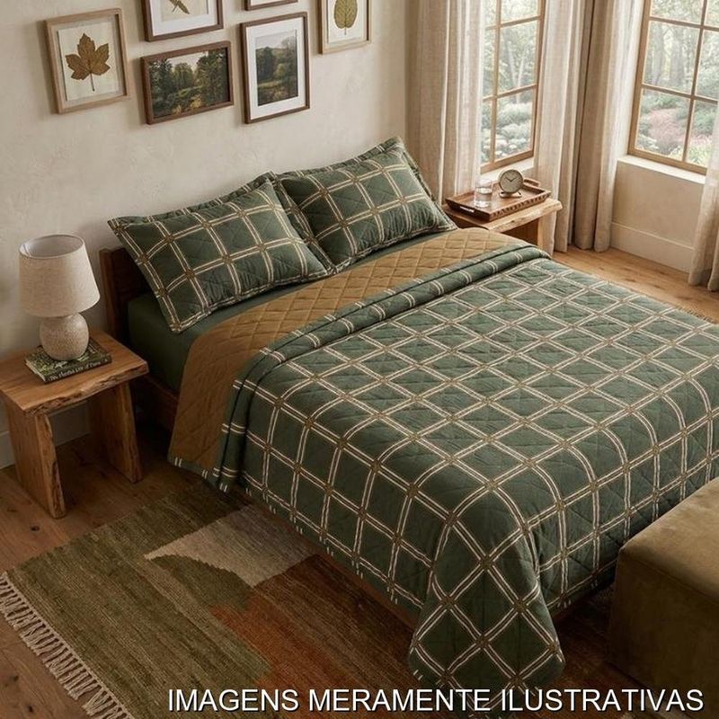 jogo de cama king 3 peças karsten bernardo verde 290x260cm (mp)