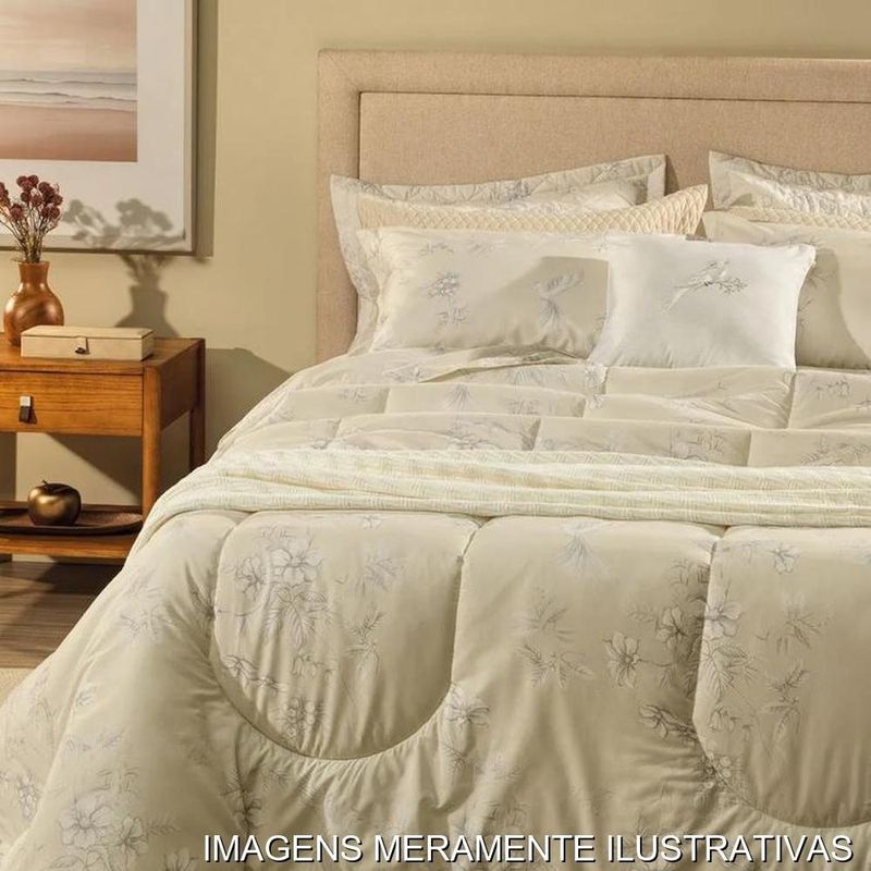 jogo de cama casal 4 peças karsten maris bege 220x250cm (mp)