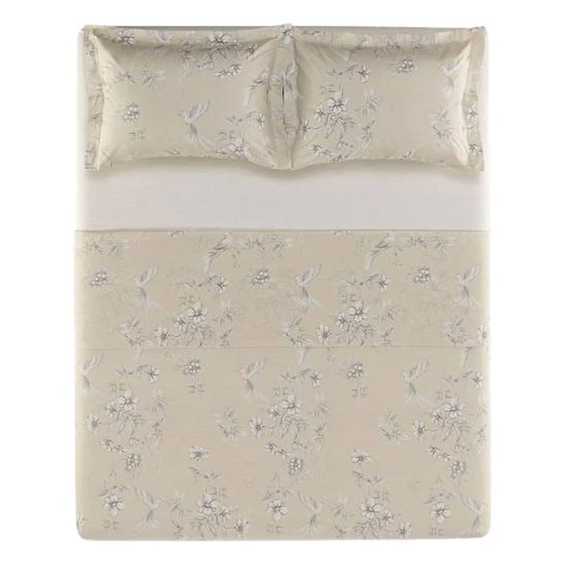 jogo de cama casal 4 peças karsten maris bege 220x250cm (mp)