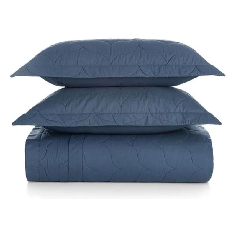 jogo de cama casal 3 peças karsten azul marinho 220x260cm (mp)