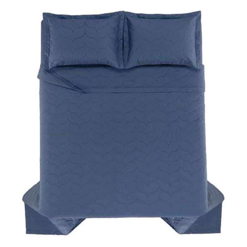 jogo de cama casal 3 peças karsten azul marinho 220x260cm (mp)