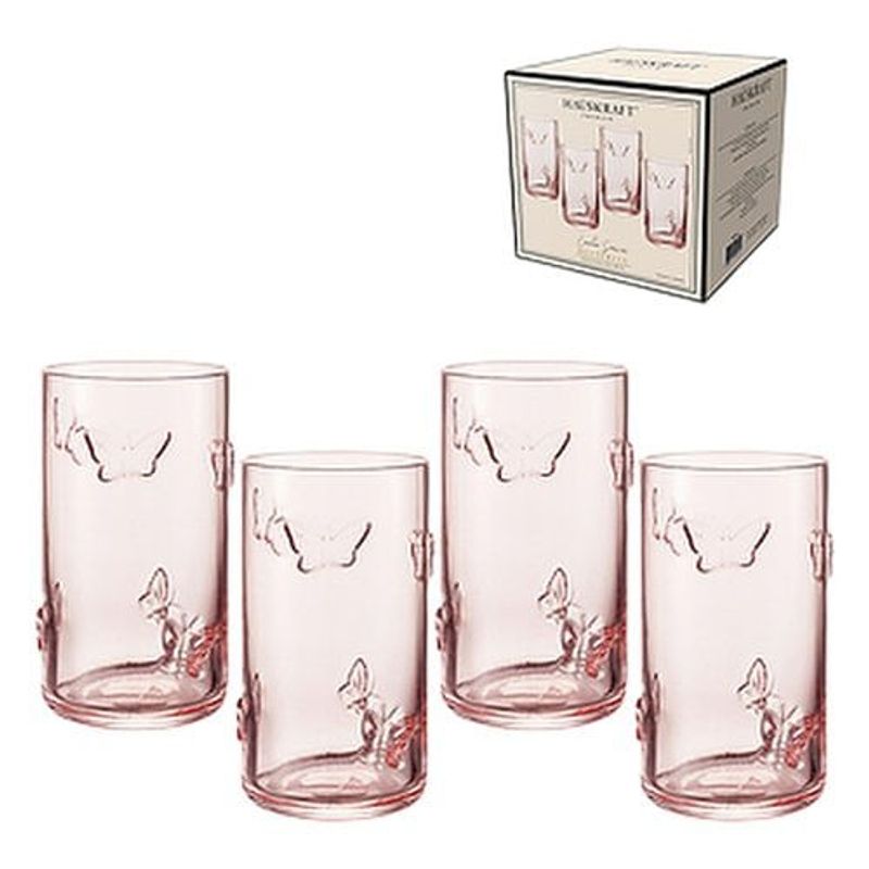 jogo de copo 4 peças hauskraft butterfly rose 460ml