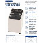 máquina de lavar 15kg baumon 127v branco 610008326