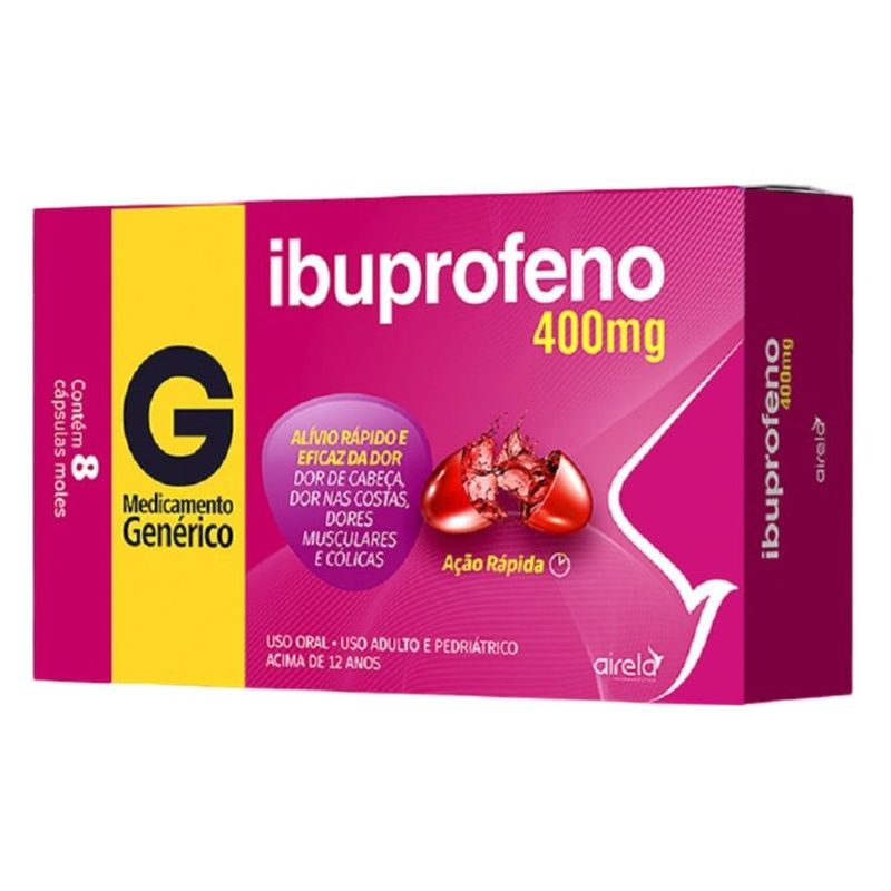 ibuprofeno 400mg 8 cápsulas gelatinosas airela