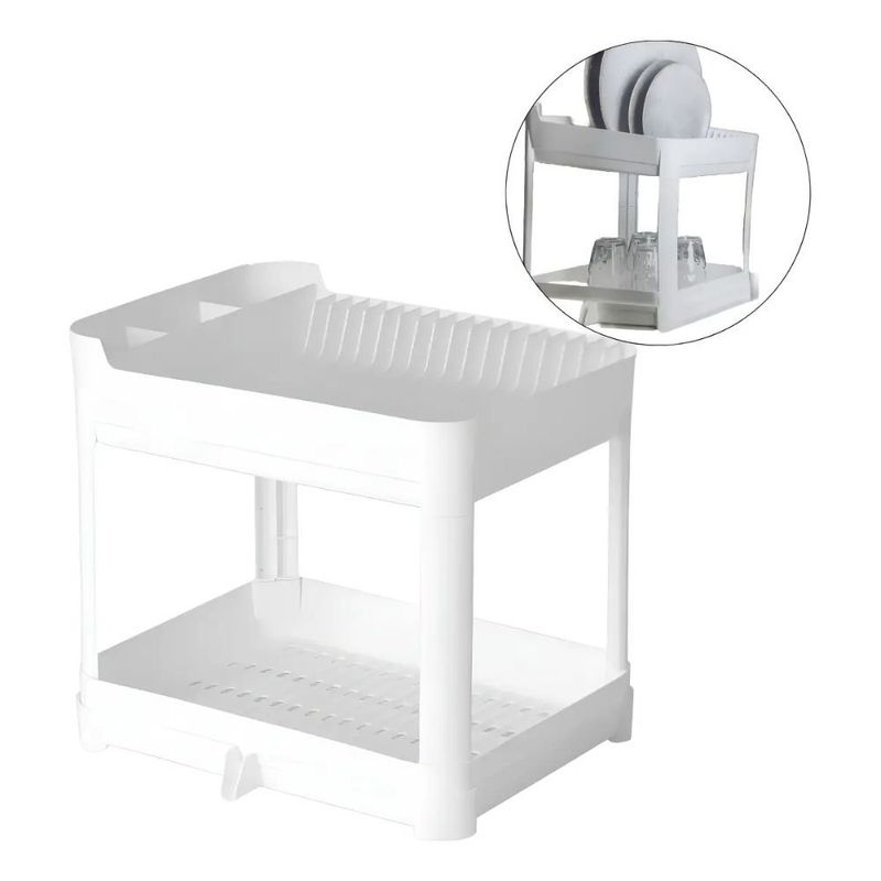 escorredor de pratos paramount duplo com bandeja 40x32x36cm fly 4623 (mp)