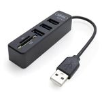 hub usb knup 3 portas com leitor de cartão kp-t117 (mp)