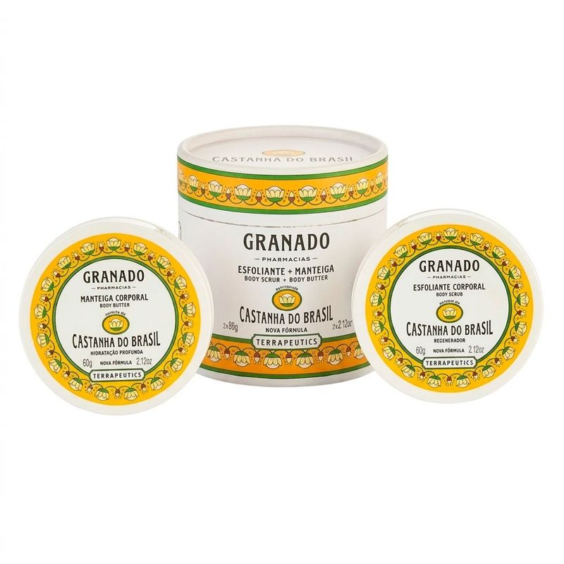 kit granado terrapeutics castanha do brasil esfoliante corporal 60g e manteiga corporal 60g