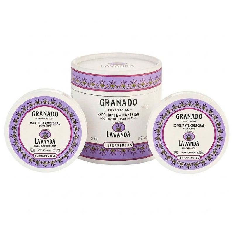 kit granado terrapeutics lavanda esfoliante corporal 60g e manteiga corporal 60g