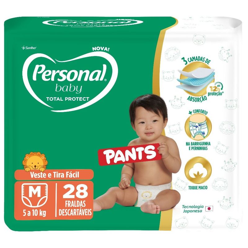 fralda descartável personal baby protect pant tamanho m 28 unidades