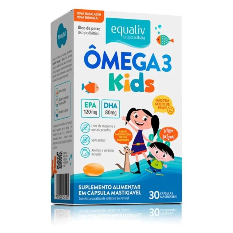 suplemento alimentar equaliv ômega 3 kids 30 cápsulas mastigáveis althaia
