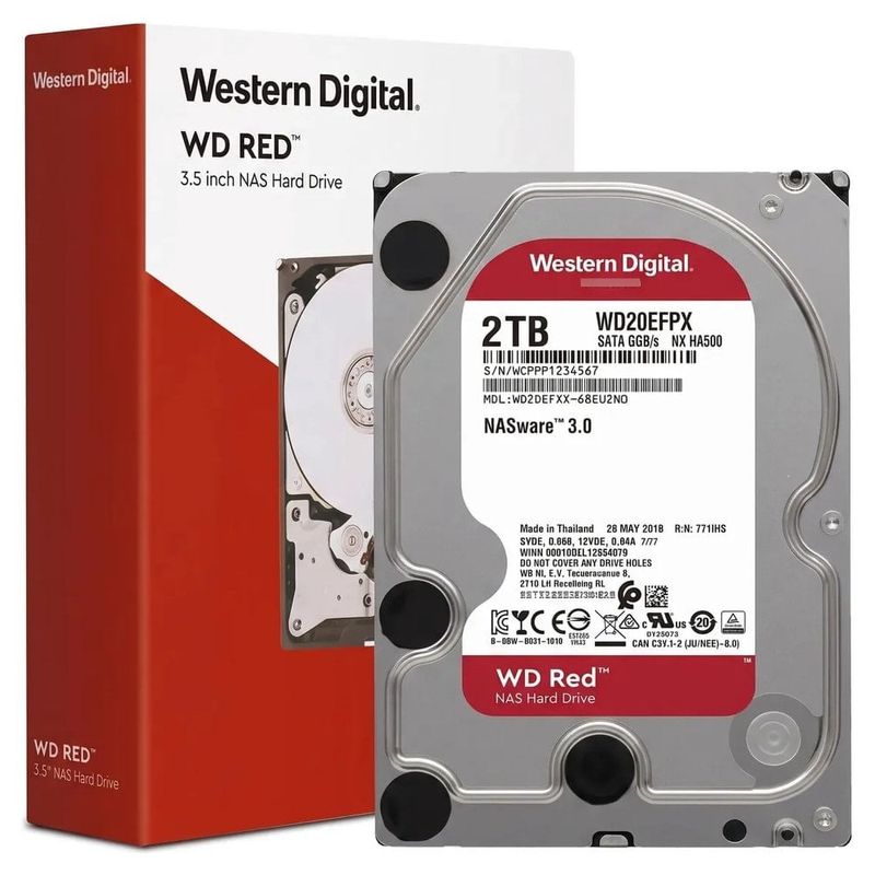 HD Para Servidor NAS Western Digital Red 2TB 3,5 SATA WD20EFPX (MP)
