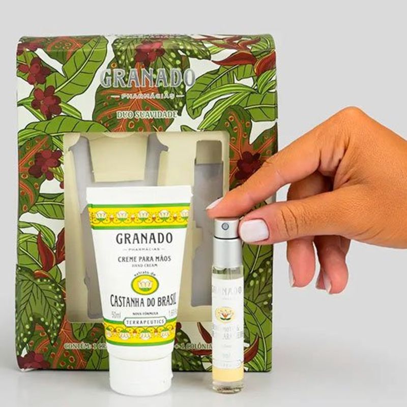 kit duo suavidade gramado creme de mãos castanha do brasil 50ml e colônia bergamota e flor de laranjeira 10ml