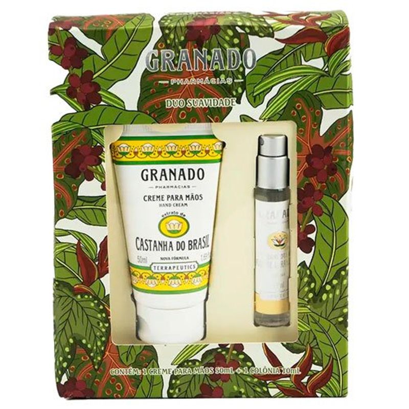 kit duo suavidade gramado creme de mãos castanha do brasil 50ml e colônia bergamota e flor de laranjeira 10ml