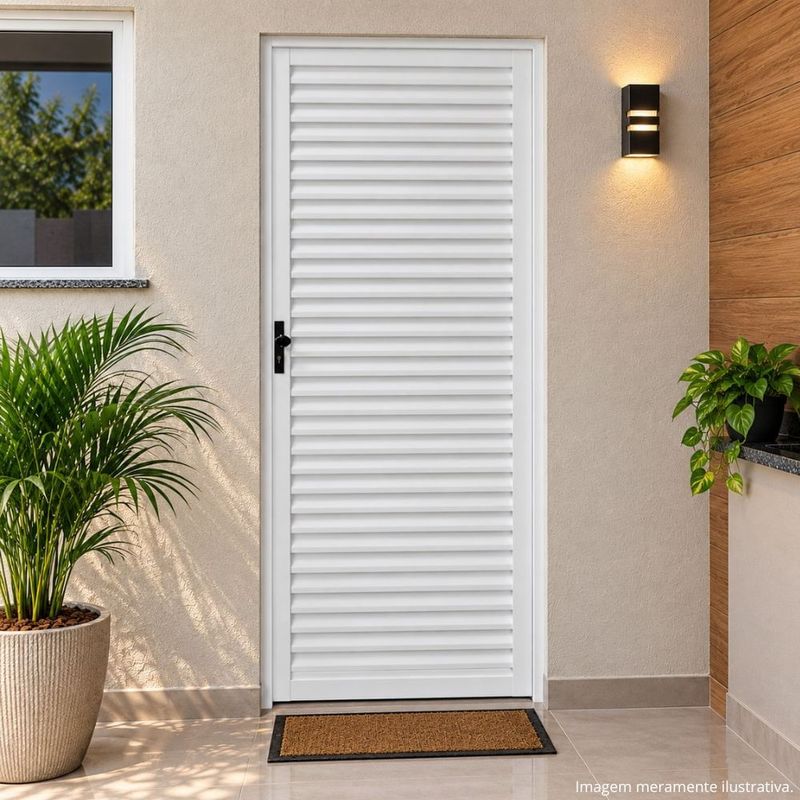 porta de alumínio veneziana lado direito clm 210x70cm premium branco (mp)
