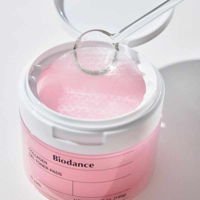 disco tônico facial coreano biodance collagen gel toner 60 pads