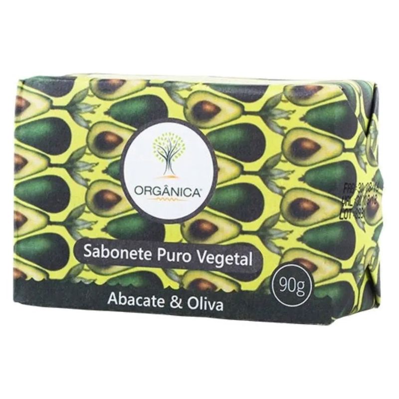 sabonete em barra puro vegetal orgânica abacate e olivia 90g