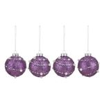 bola natalina casa bella 4 unidades roxo 7cm (mp)