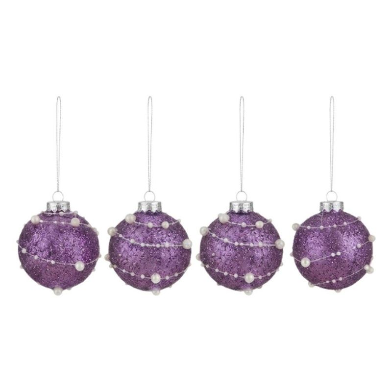 bola natalina casa bella 4 unidades roxo 7cm (mp)